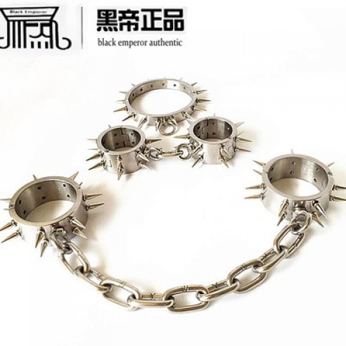 情趣銬枷-香港黑帝-黑玫瑰環(huán)刺 不銹鋼帶刺項(xiàng)圈+手鐲+腳鐲五件套