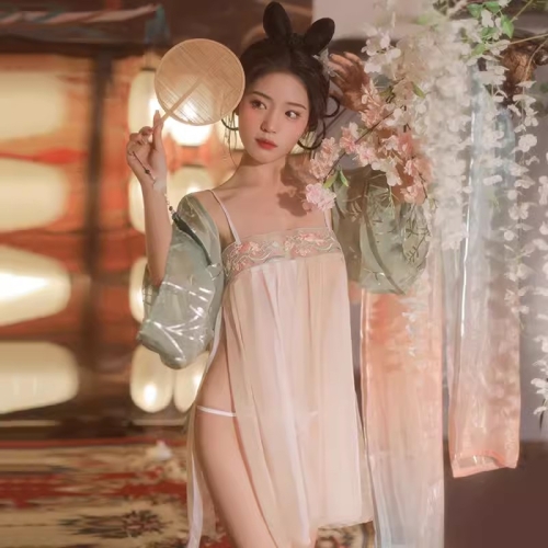 性感睡裙-霏慕-性感古風漢服情趣內衣激情誘惑睡衣上旗袍肚兜制服套裝（7874）